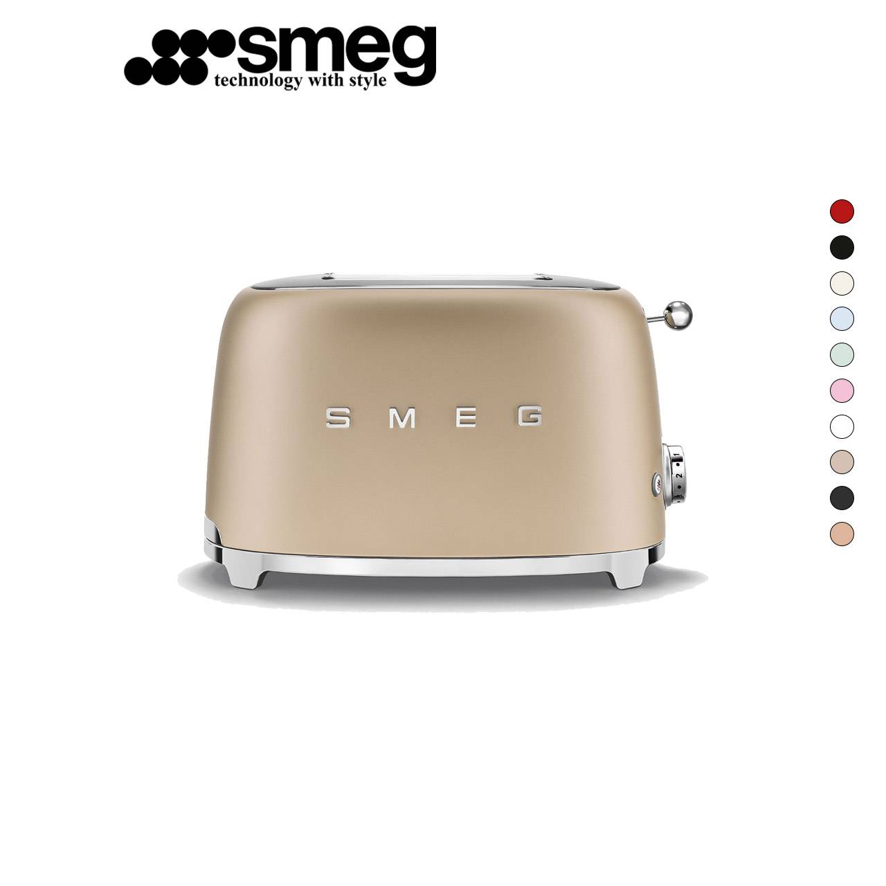 Smeg 50’s Retro Style TSF01 Matte Finish 2 Slice Toaster ( Matte Gold