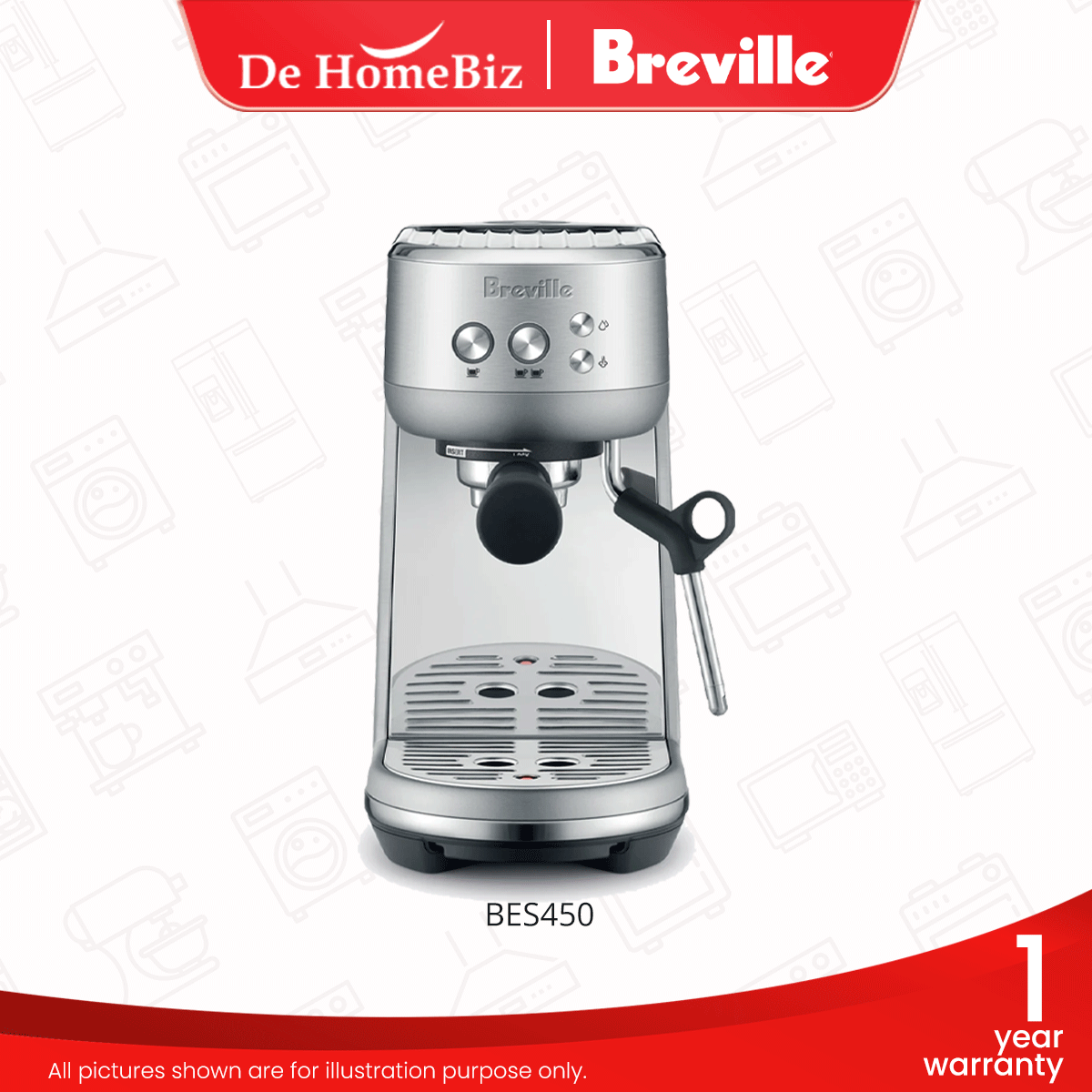 Breville BES450 Bambino Espresso Coffee Machine (Brushed Stainless Steel)