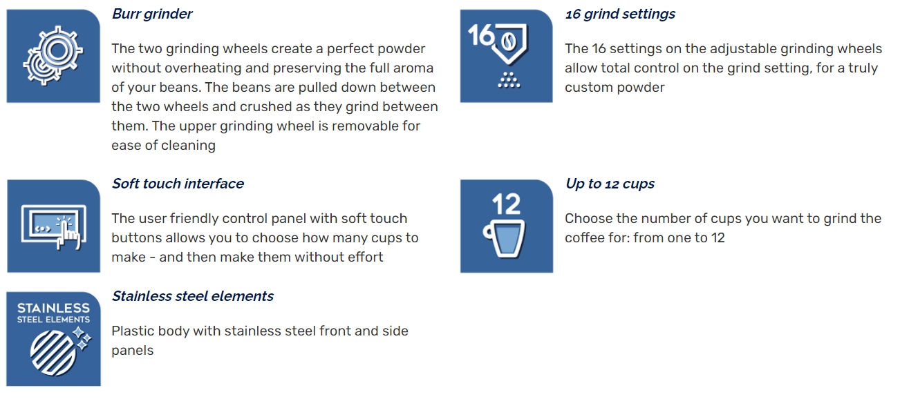 Delonghi KG89 Burr Coffee Bean Grinder (Silver)