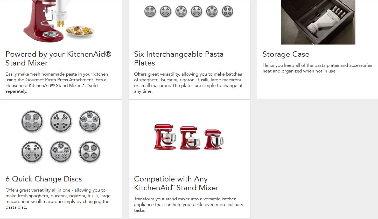 KitchenAid KSMPEXTA Gourmet Pasta Press Stand Mixer Attachment with 6